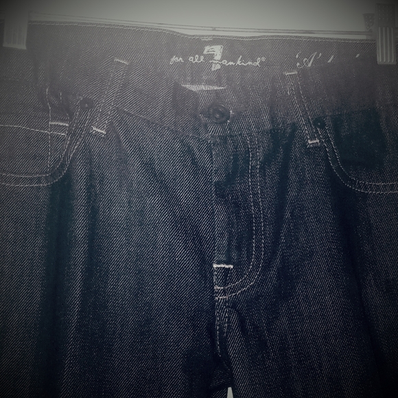 New HTF: 7 Mankind Swirl Embroidered CRYSTAL A Pocket Bootcut Jeans 30 x 34 Dark - Picture 14 of 16